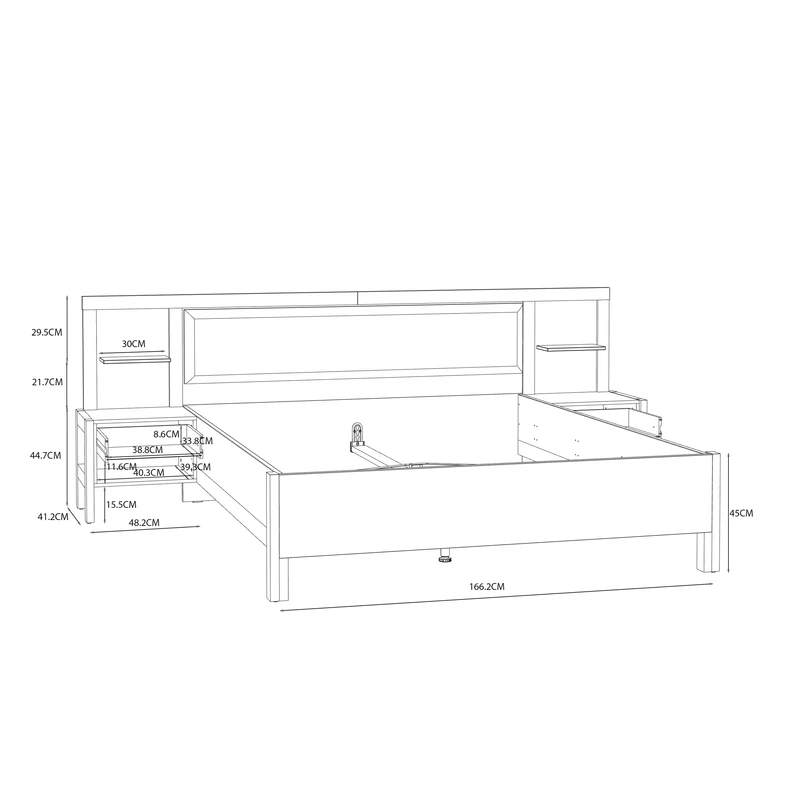 Łóżko z szafkami nocnymi HOYVIK 160x200 2S