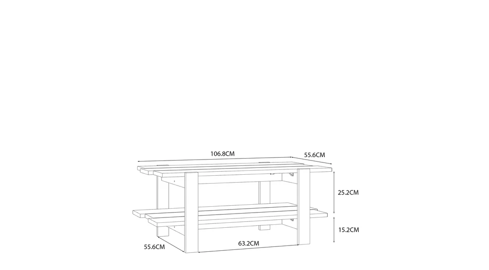 Stolik kawowy z półką COFFEE TABLES dąb artisan 