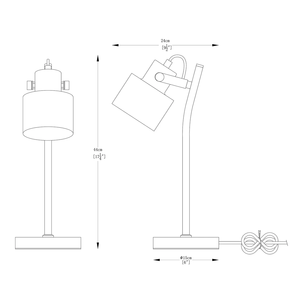 Lampa biurkowa DRACO w białym kolorze w ruchomym kloszem i okrągłą podstawą.