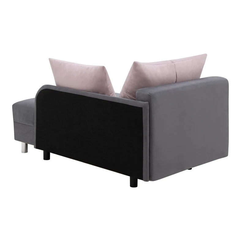 Sofa rozkładana szaro-różowa LETTO lewa