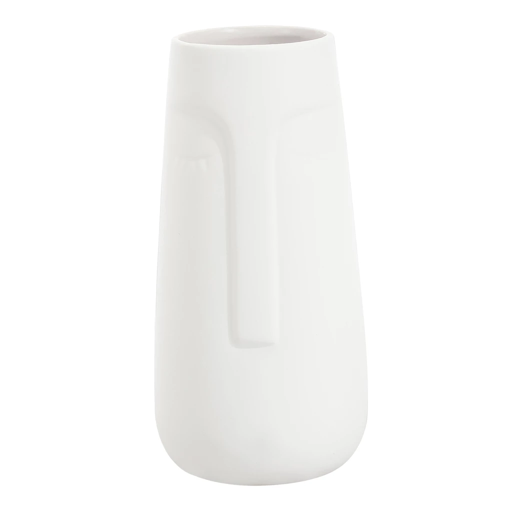 Wazon ceramiczny z twarzą biały 21,7 cm