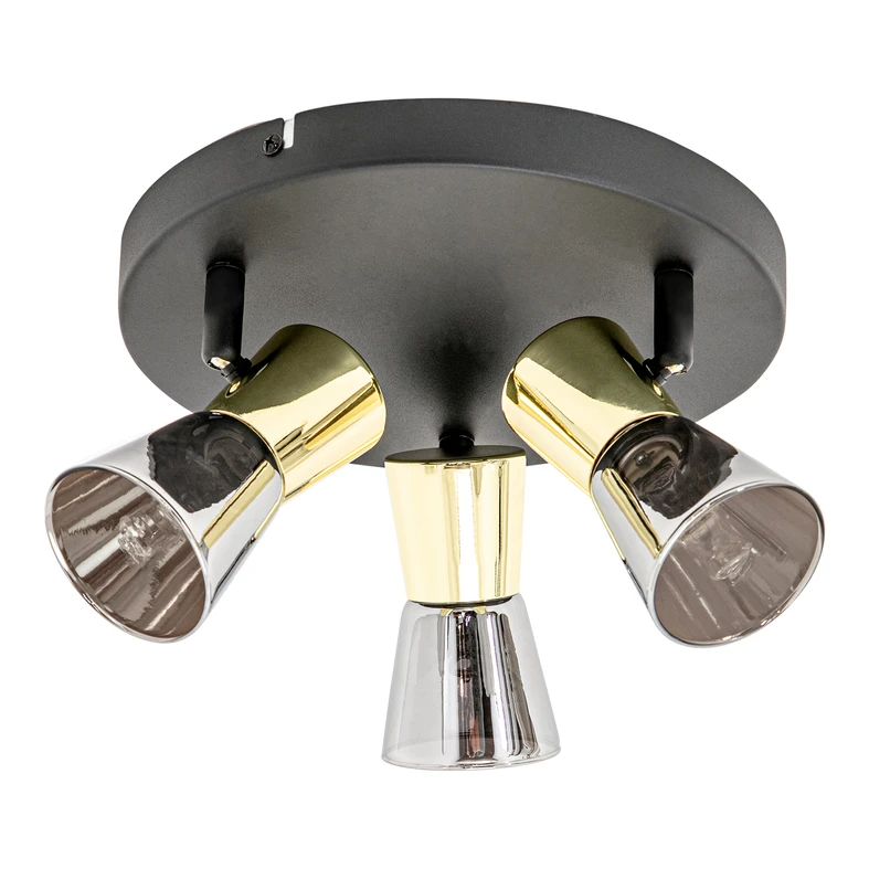 Lampa sufitowa 3-punktowa czarno-złota CENTO 23 cm