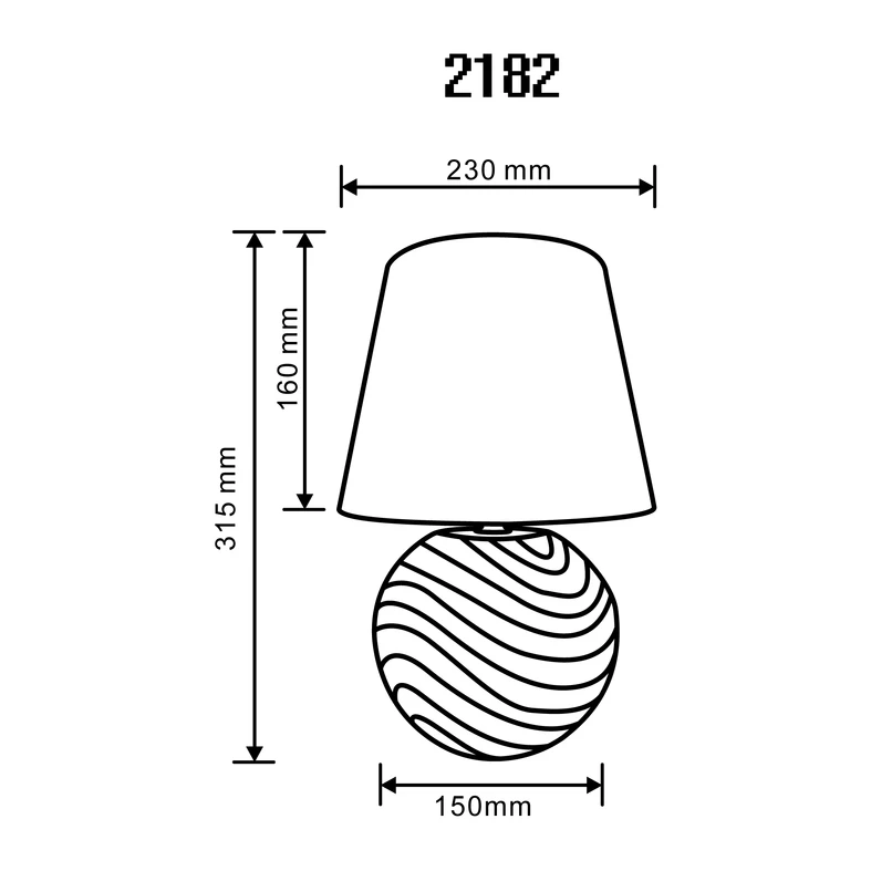 Lampa stołowa z abażurem, złota - wymiary.