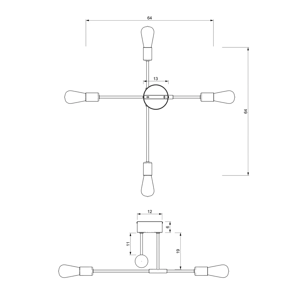 Lampa sufitowa loftowa czarno-złota FLAME