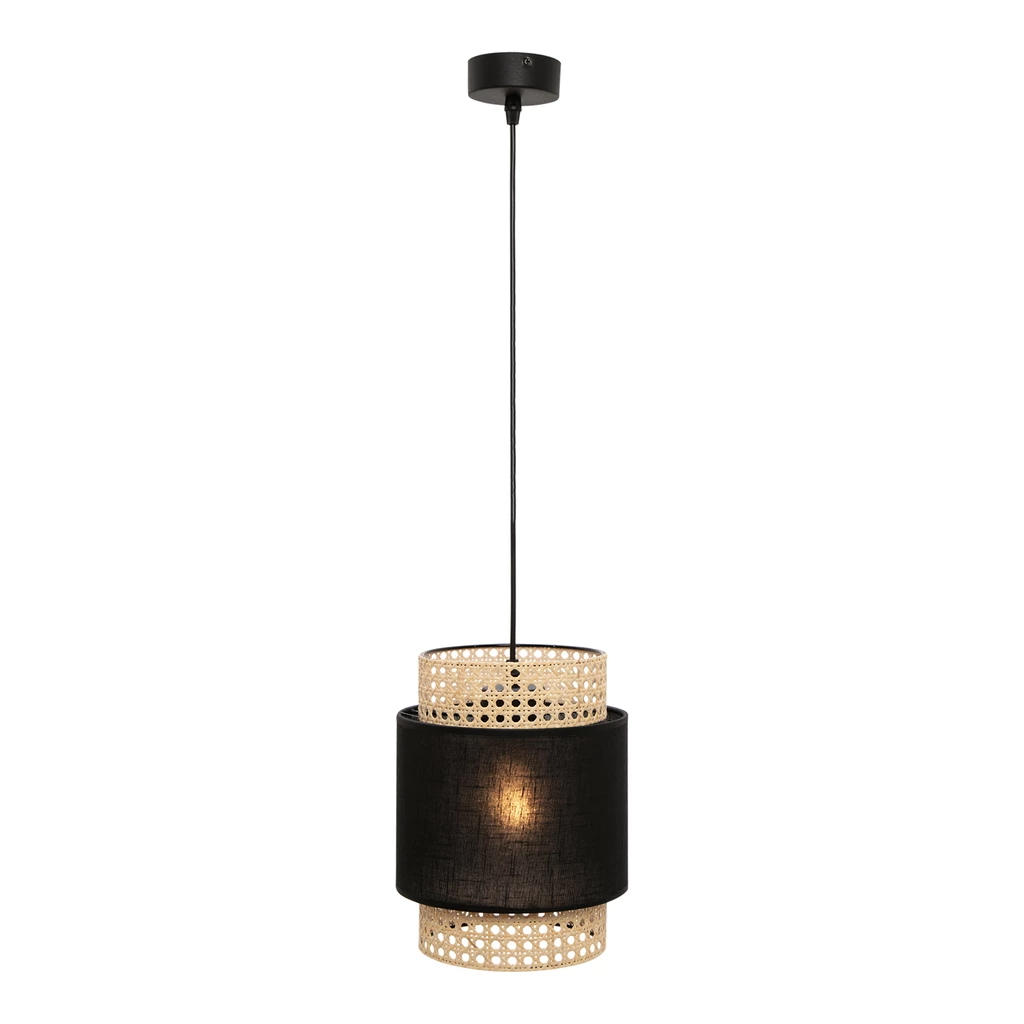 Lampa wisząca rattanowa czarna BOHO 20 cm