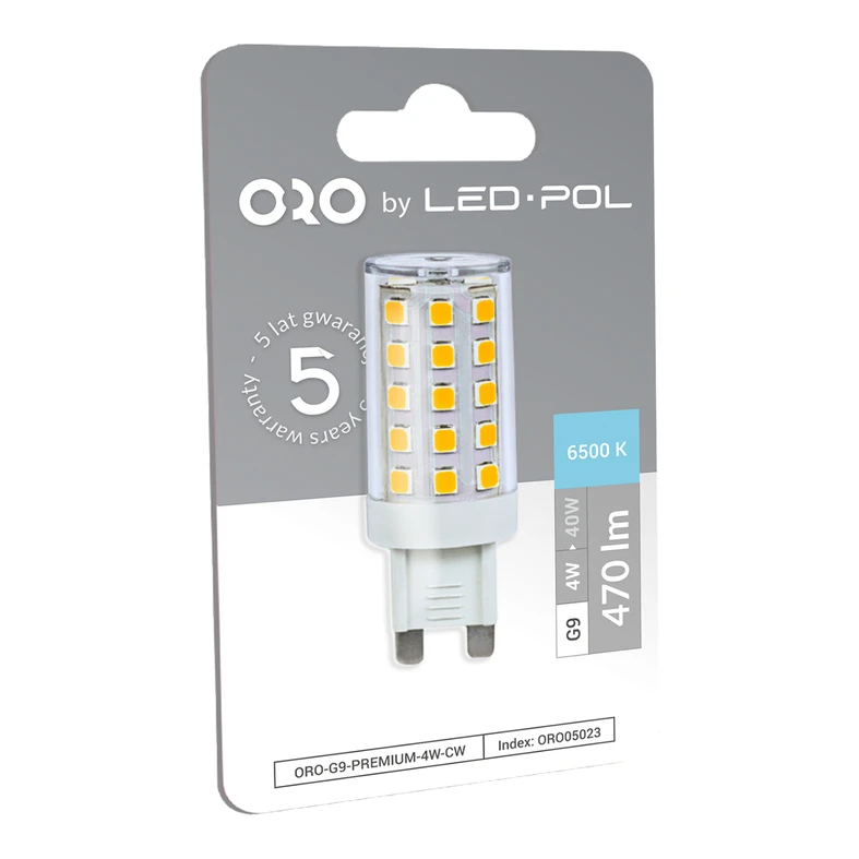 Żarówka LED G9 4W barwa zimna ORO-G9-PREMIUM-4W