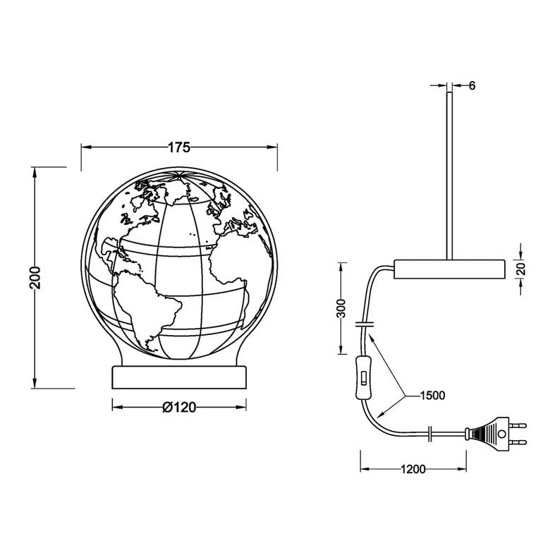 Lampa dekoracyjna globus LED GLOBE