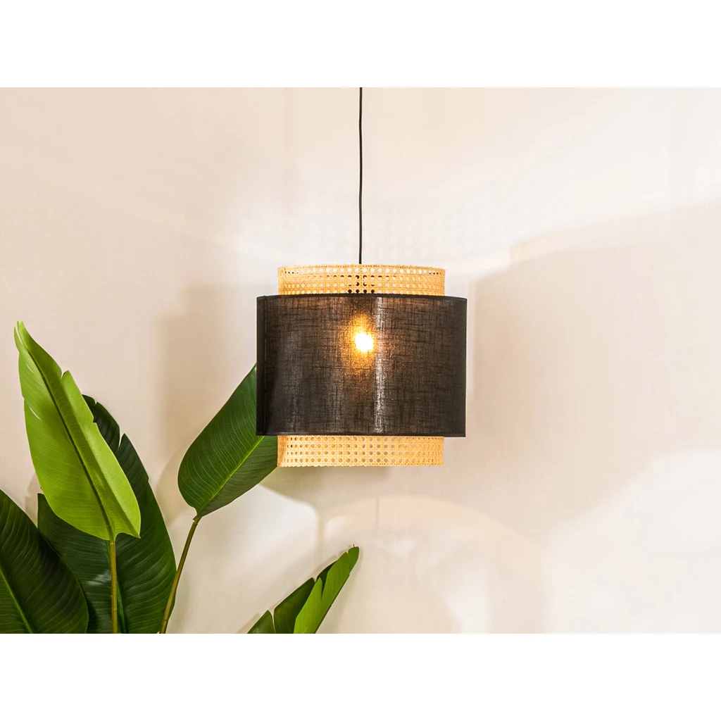 Lampa wisząca rattanowa czarna BOHO 38 cm