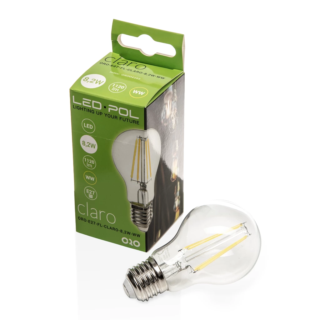 Żarówka LED E27 8,2W barwa ciepła ORO-E27-FL-CLARO-8,2W-WW