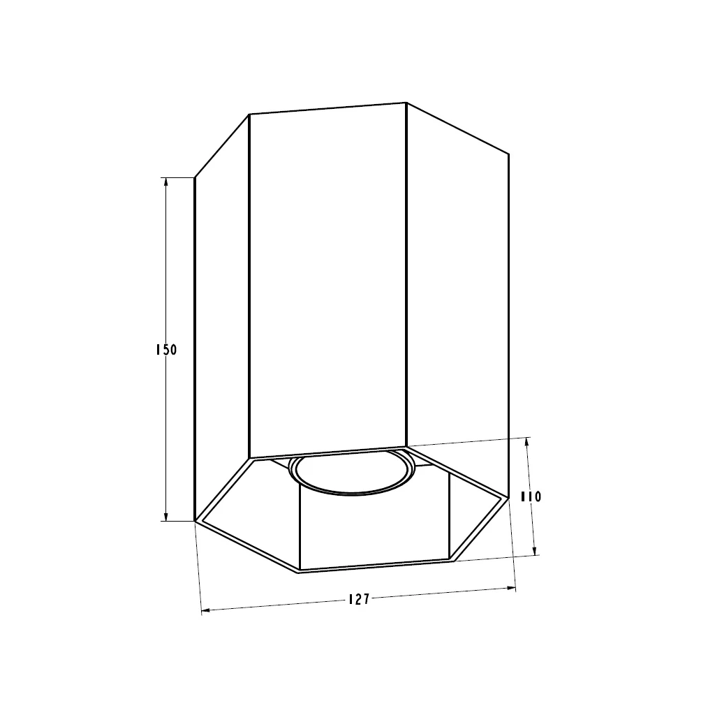 Reflektor natynkowy o geometrycznym kształcie kolor aluminium POLYGON CL 1L