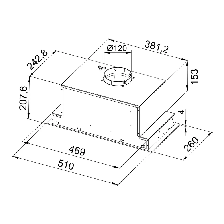 Korpus QUBIK 60x98,5 dębowy z czarnym okapem OKPZH18EF