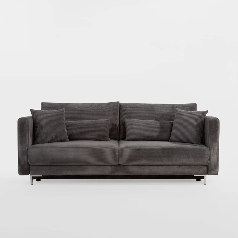 Sofa 3-osobowa sztruksowa szara RICO NEW