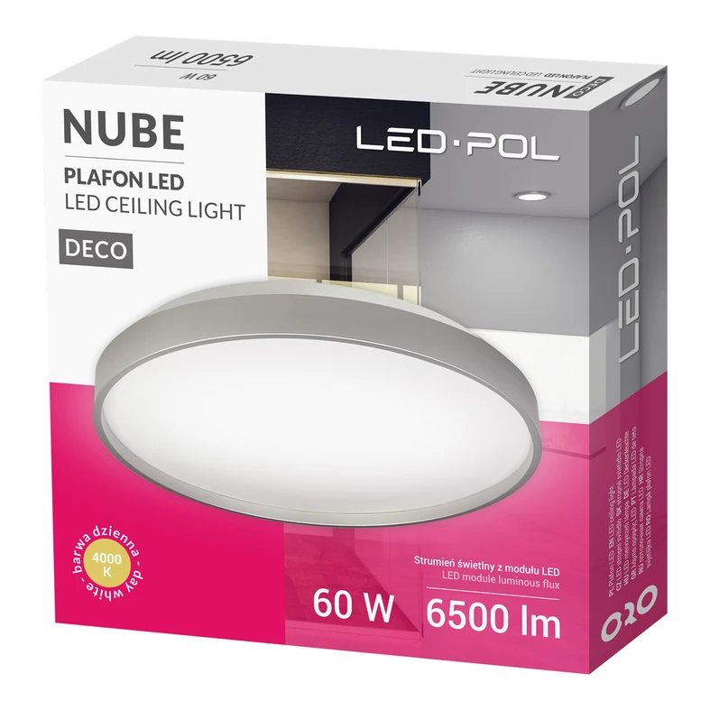 Plafon LED 60W srebrny ORO NUBE