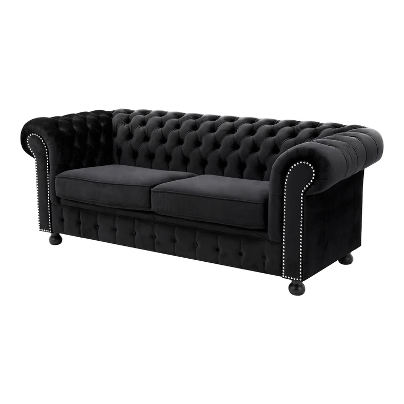 Sofa glamour rozkładana czarna CHESTER