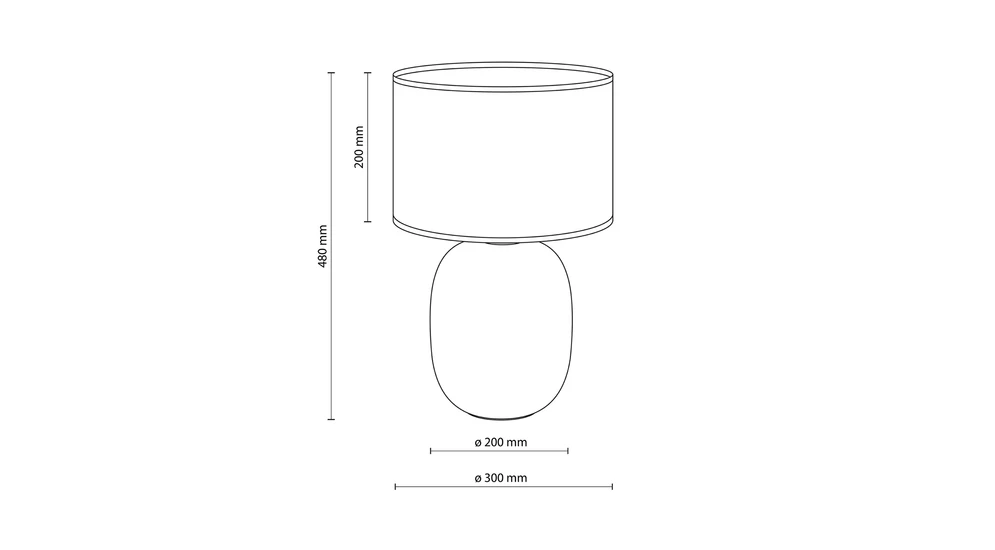Lampa stołowa abażur juta MELODY - wymiary.
