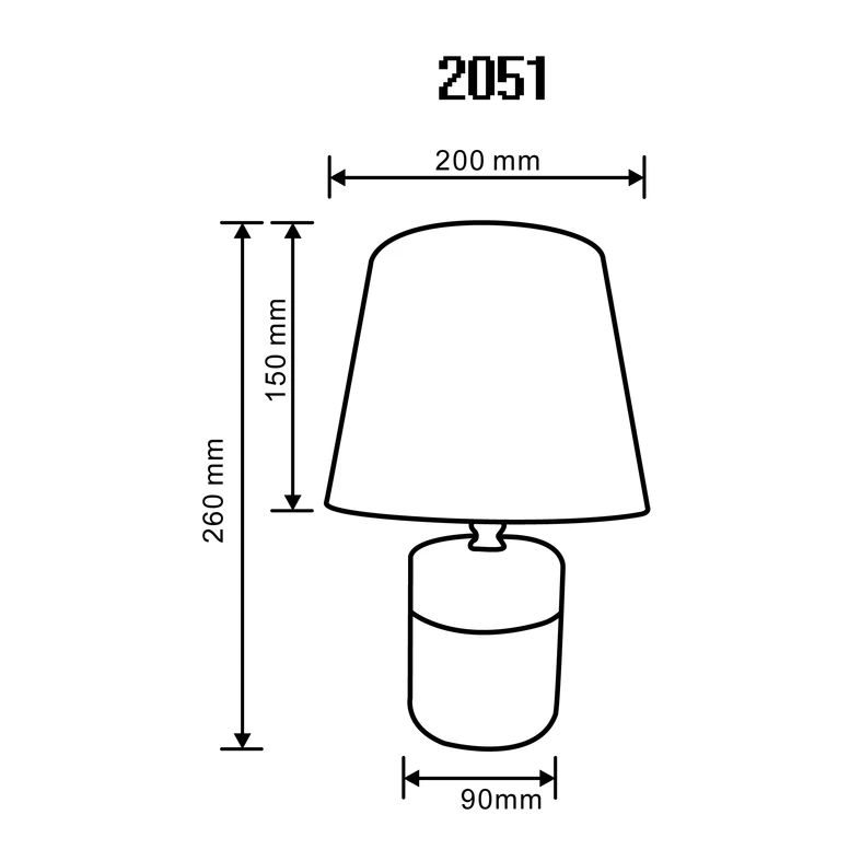 Lampa stołowa z abażurem, złoto-czarna - wymiary.