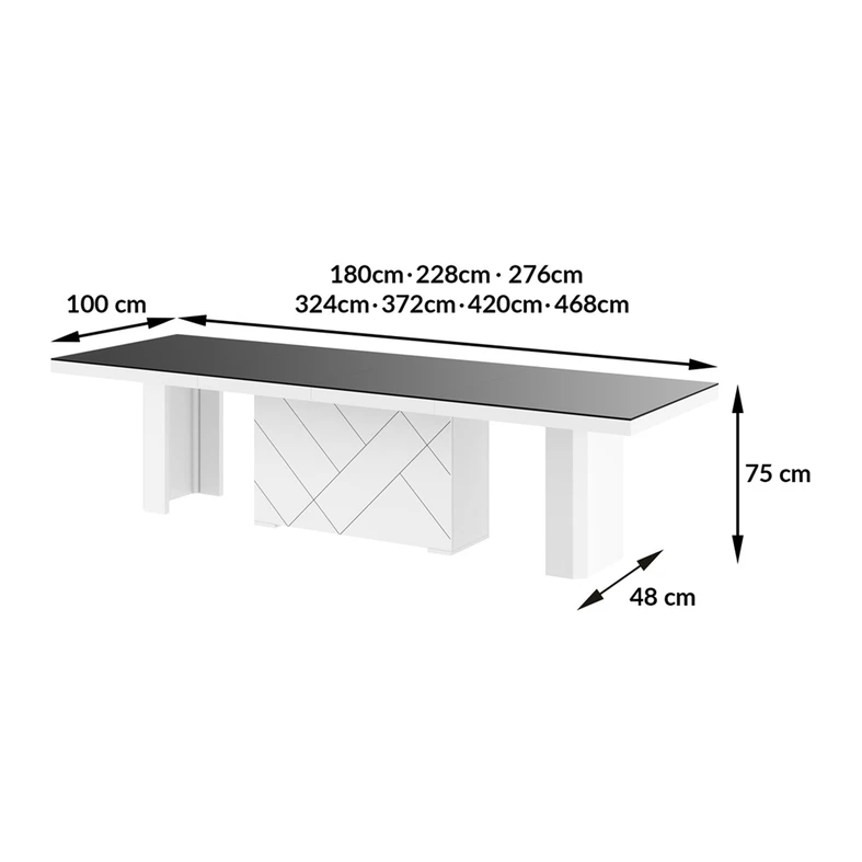 Stół rozkładany KOLOS MAX biały / nadruk marble marmur połysk