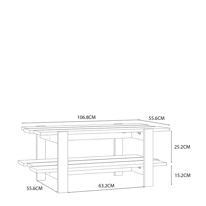 Stolik kawowy z półką COFFEE TABLES dąb artisan 