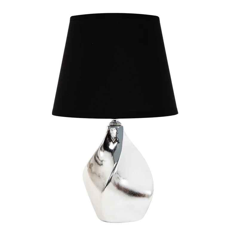 Lampa stołowa ceramiczna czarno-srebrna 31 cm